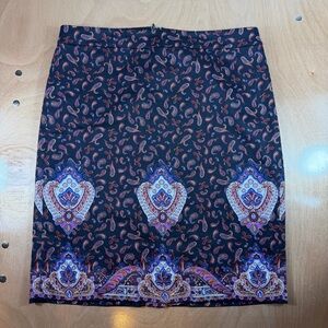 J. Crew Paisley Border Pencil Skirt Size 8